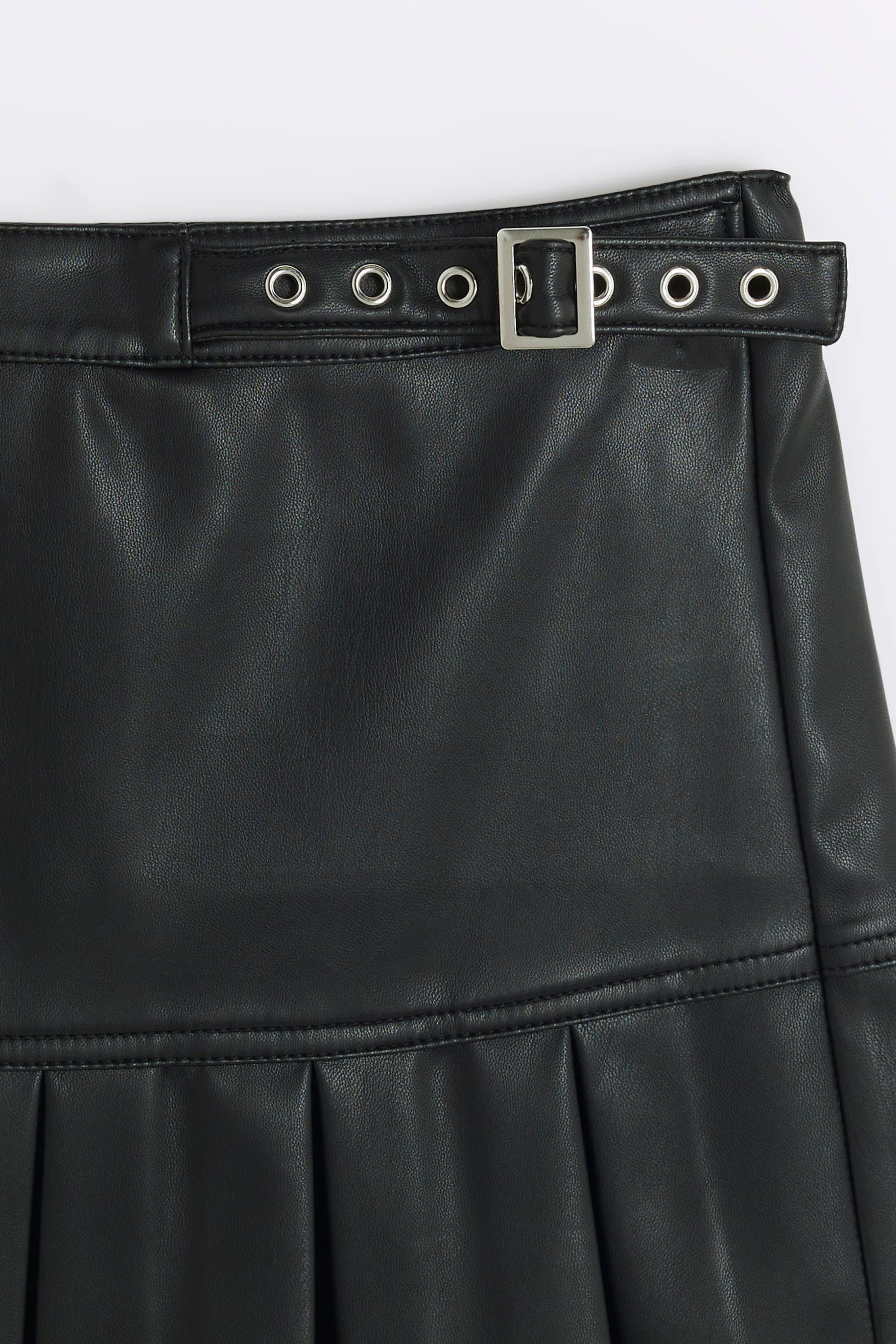 Buy River Island Black River Island Girls Faux Leather Pleated Skirt from the Next UK online shop