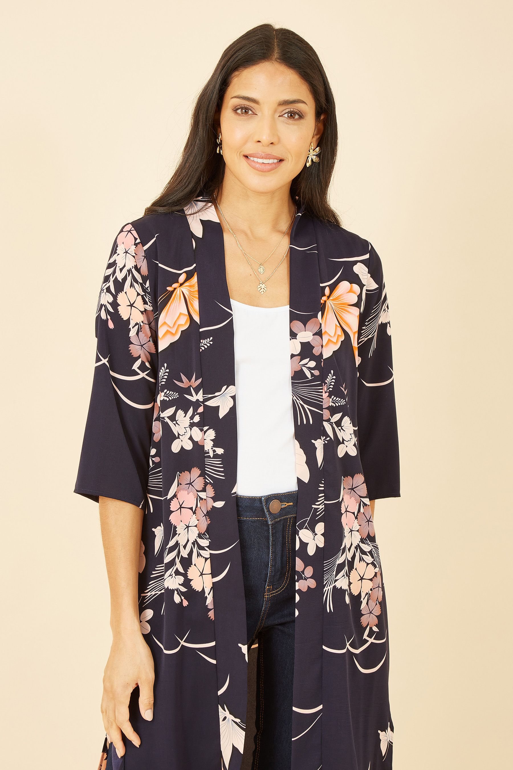 Buy Yumi Blue Butterfly Print Long Kimono Jacket from the Next UK online shop