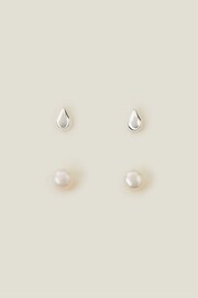 Accessorize Sterling Silver Plated Molten Pearl Studs 2 Pack - Image 2 of 3