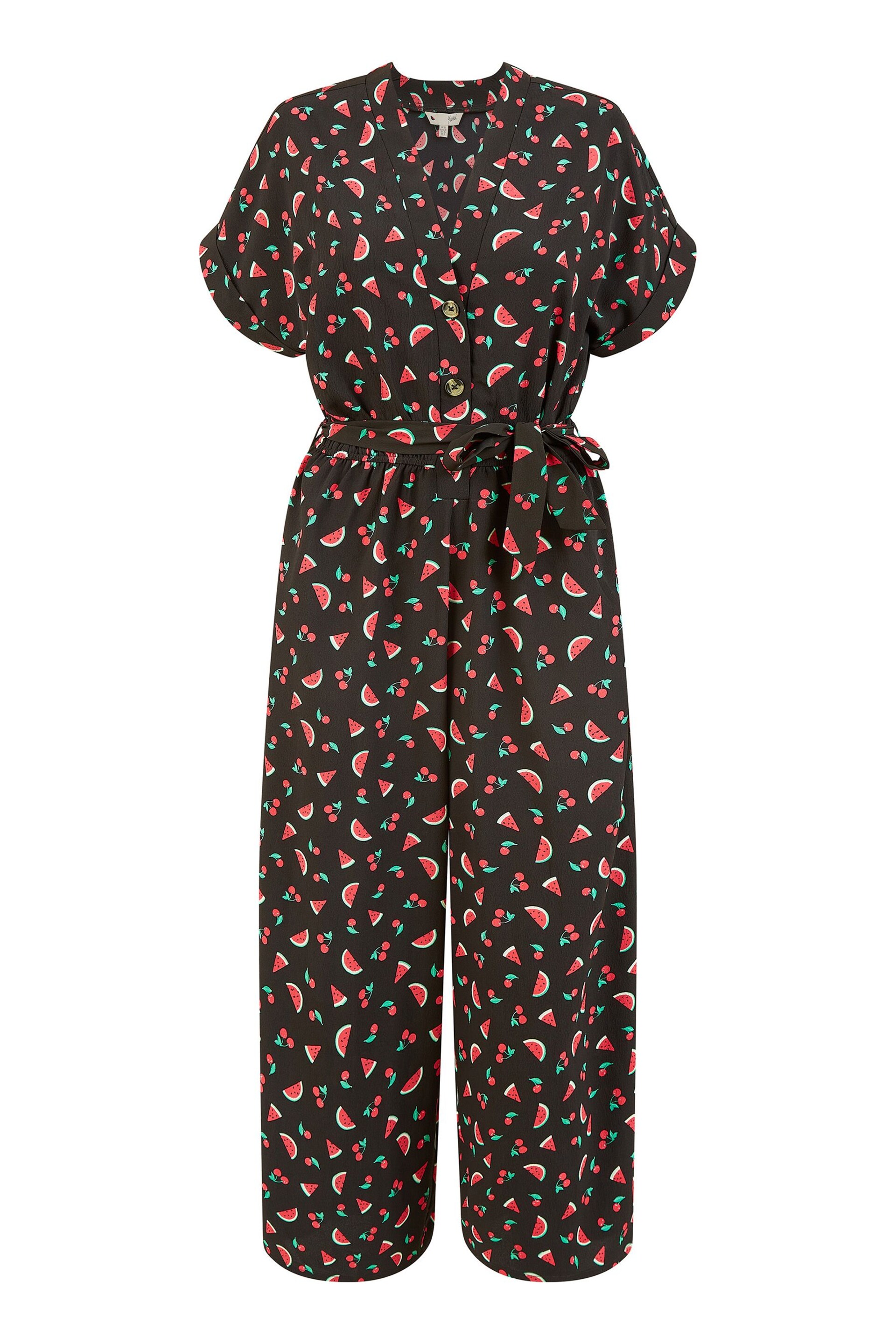 Yumi Black Watermelon Print Jumpsuit - Image 5 of 5