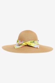 Nicole Miller Cream/Yellow Straw Sun Hat - Image 1 of 6