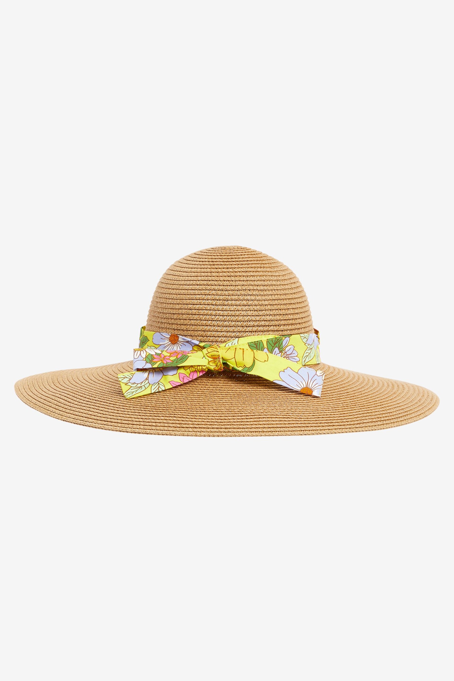 Nicole Miller Cream/Yellow Straw Sun Hat - Image 1 of 6