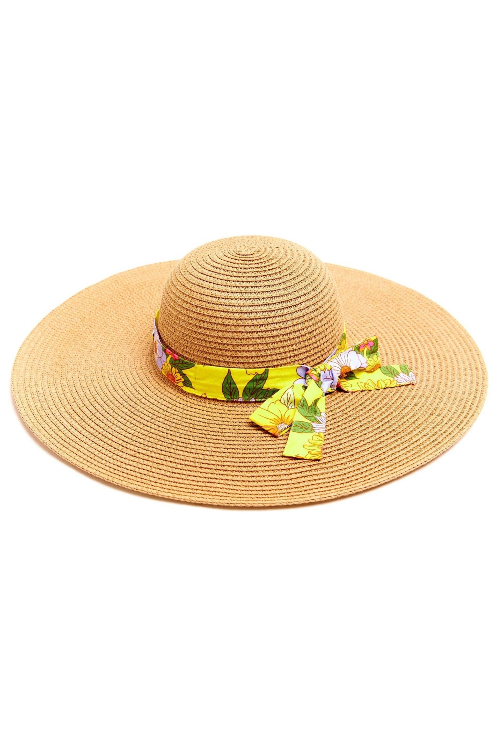 Nicole Miller Cream/Yellow Straw Sun Hat - Image 2 of 6