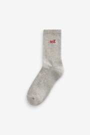 self. Red/Grey/White Cushion Sole Lounge Ankle Socks 3 Pack - Image 3 of 4