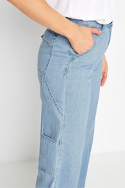 Long Tall Sally Blue Carpenter Wide Leg 100% Cotton Jeans - Image 4 of 5