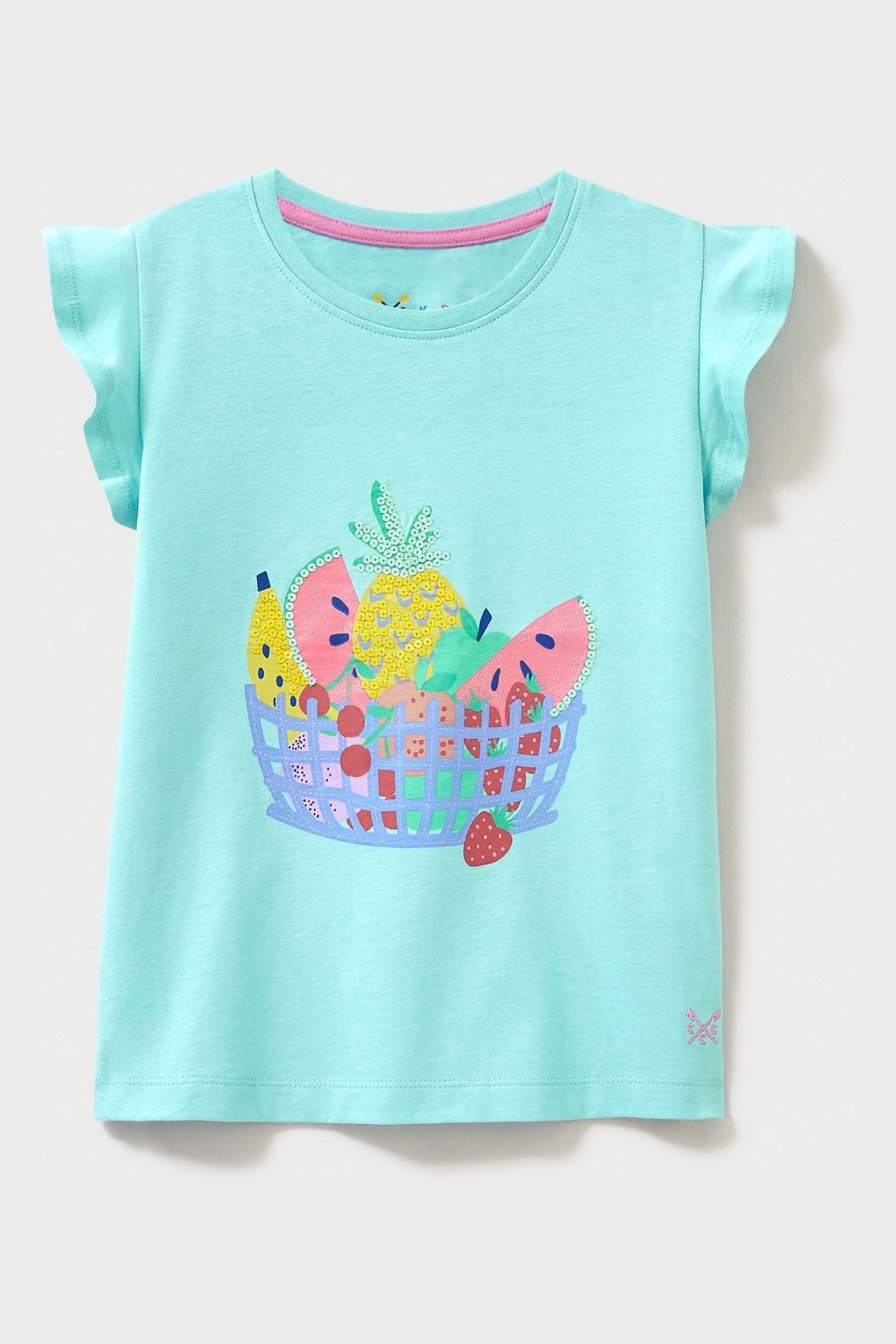 Crew Clothing Fruit Print Frill Sleeve T-Shirt - Image 2 of 4