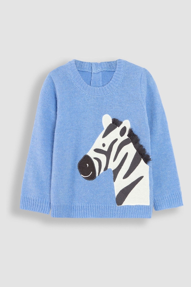 JoJo Maman Bébé Blue Zebra Jumper - Image 1 of 3