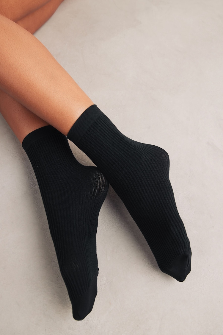 Black Thermal 100D Ankle Socks 3 Pack - Image 1 of 2