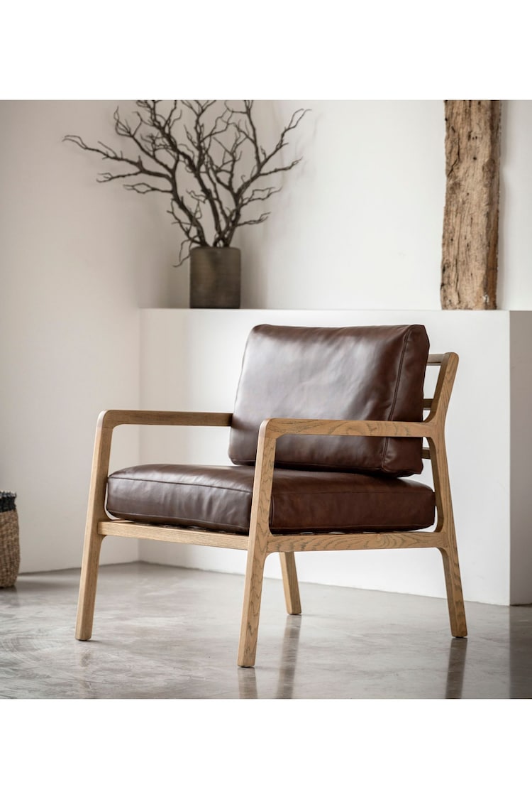 Gallery Home Brown Codie Leather Armchair - Image 1 of 7