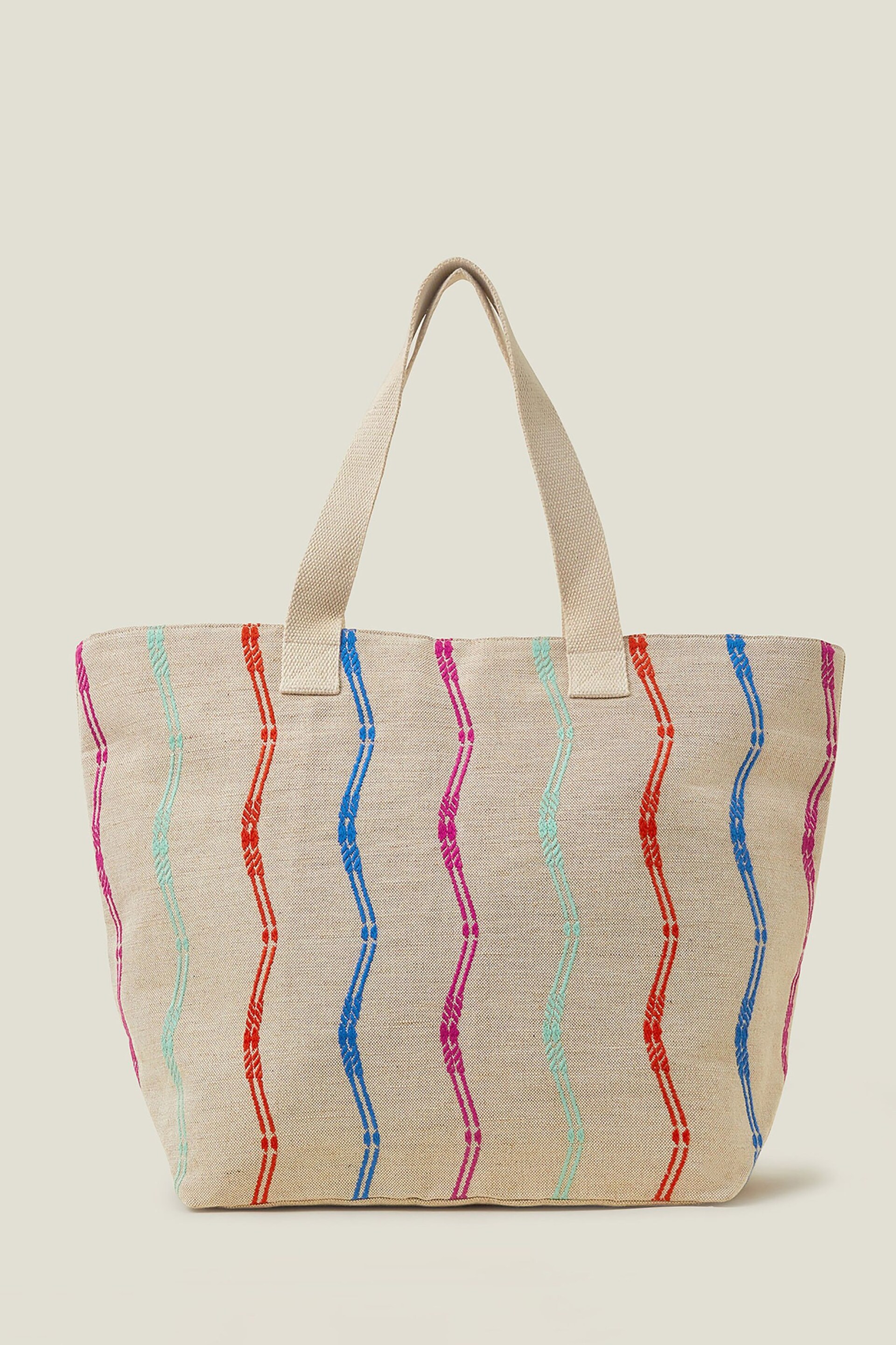 Accessorize Natural Wiggle Stripe Tote Bag - Image 2 of 4