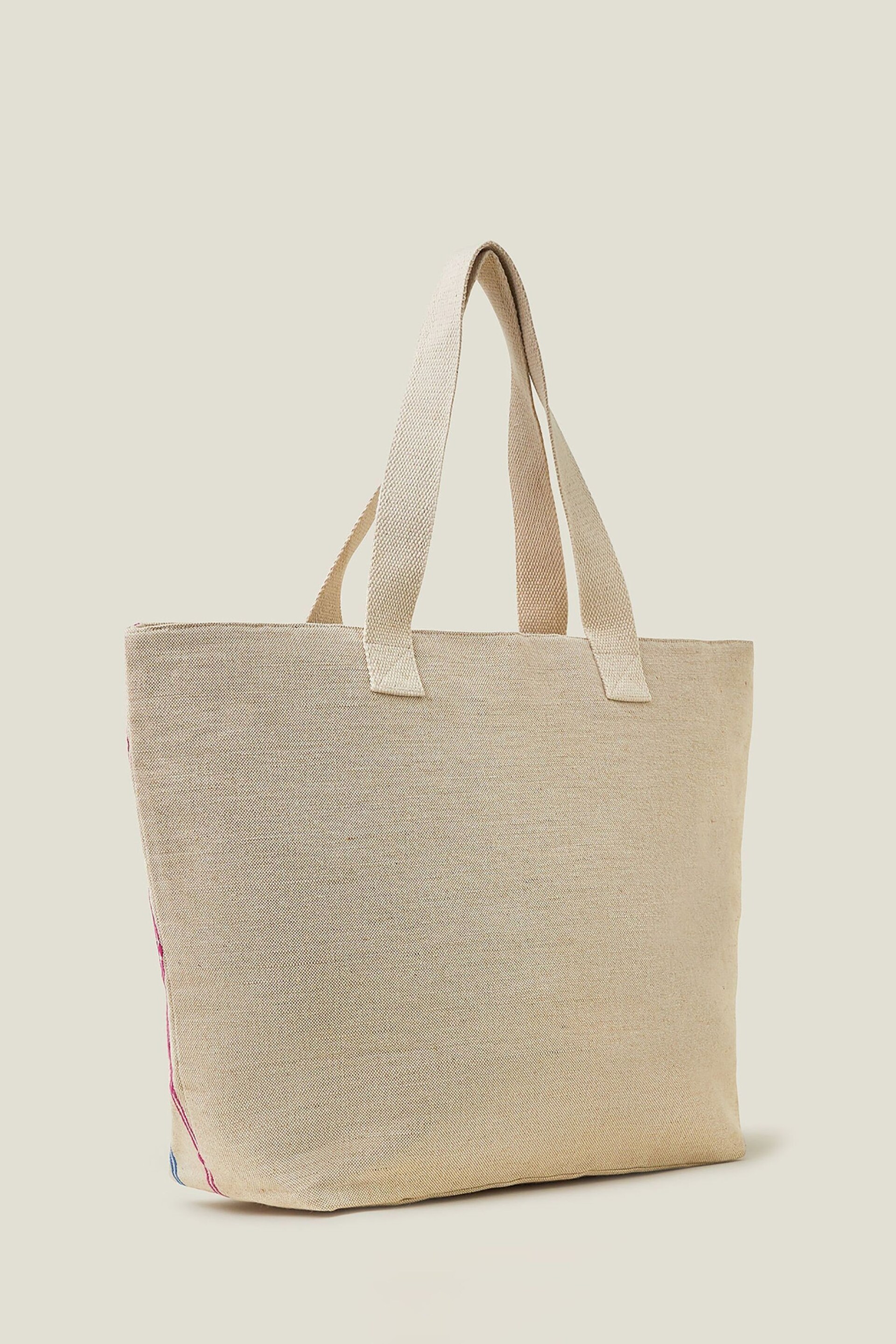 Accessorize Natural Wiggle Stripe Tote Bag - Image 3 of 4