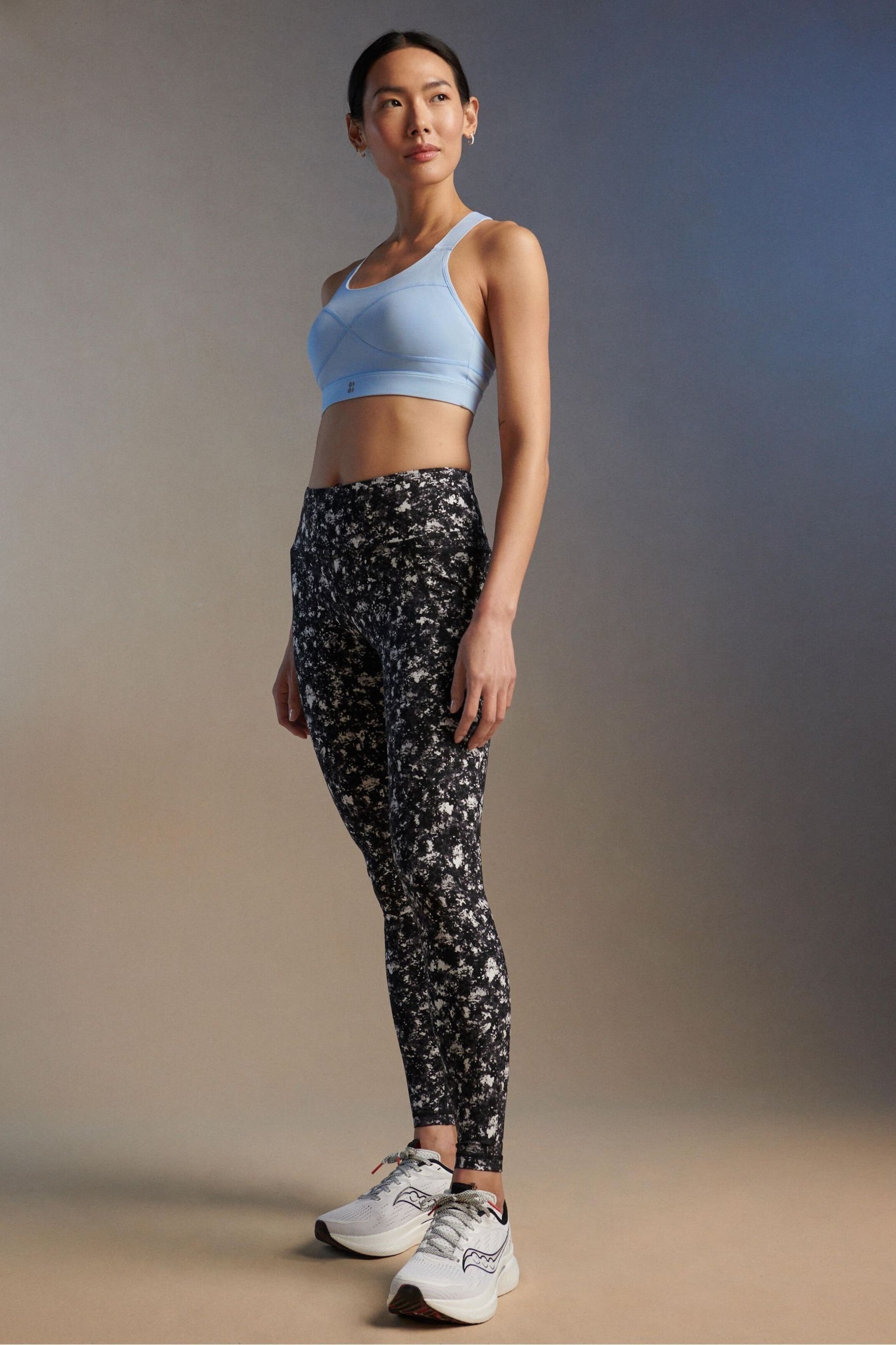 Sweaty Betty Black Electric Texture Print Full Length Power Workout Leggings - Image 1 of 10