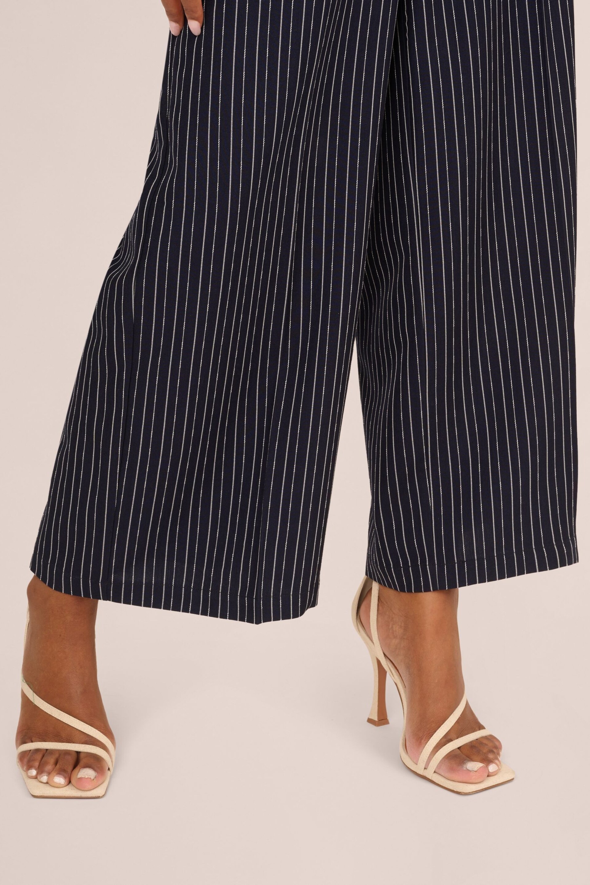 Adrianna Papell Blue Full Length Pinstripe Woven Trousers - Image 4 of 7