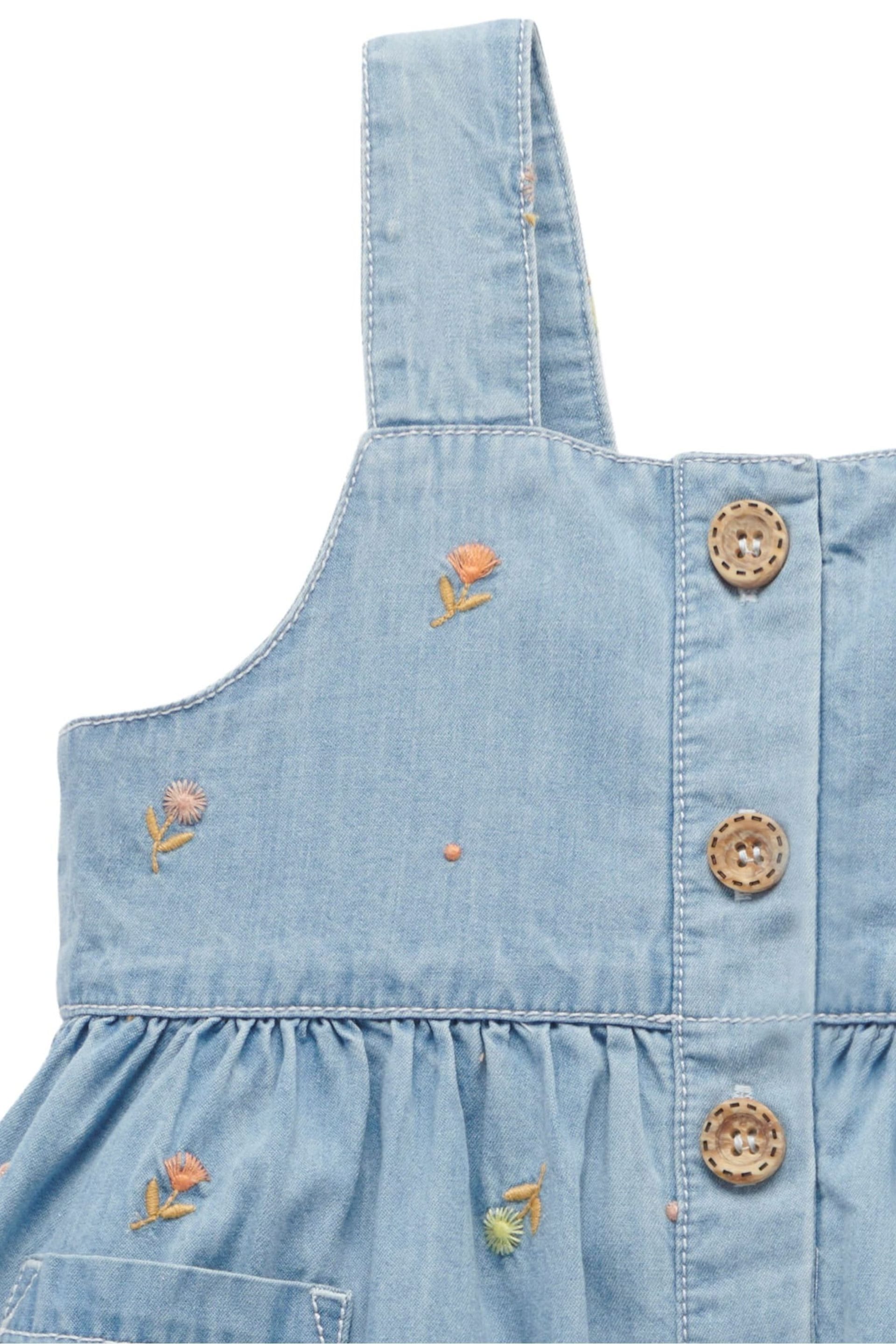 Purebaby Blue Denim Embroidered Dress - Image 3 of 6