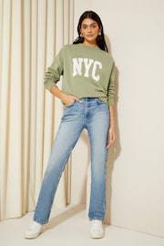 Friends Like These Khaki Green Petite Long Sleeve Crew Neck Sweatshirt - Image 3 of 4