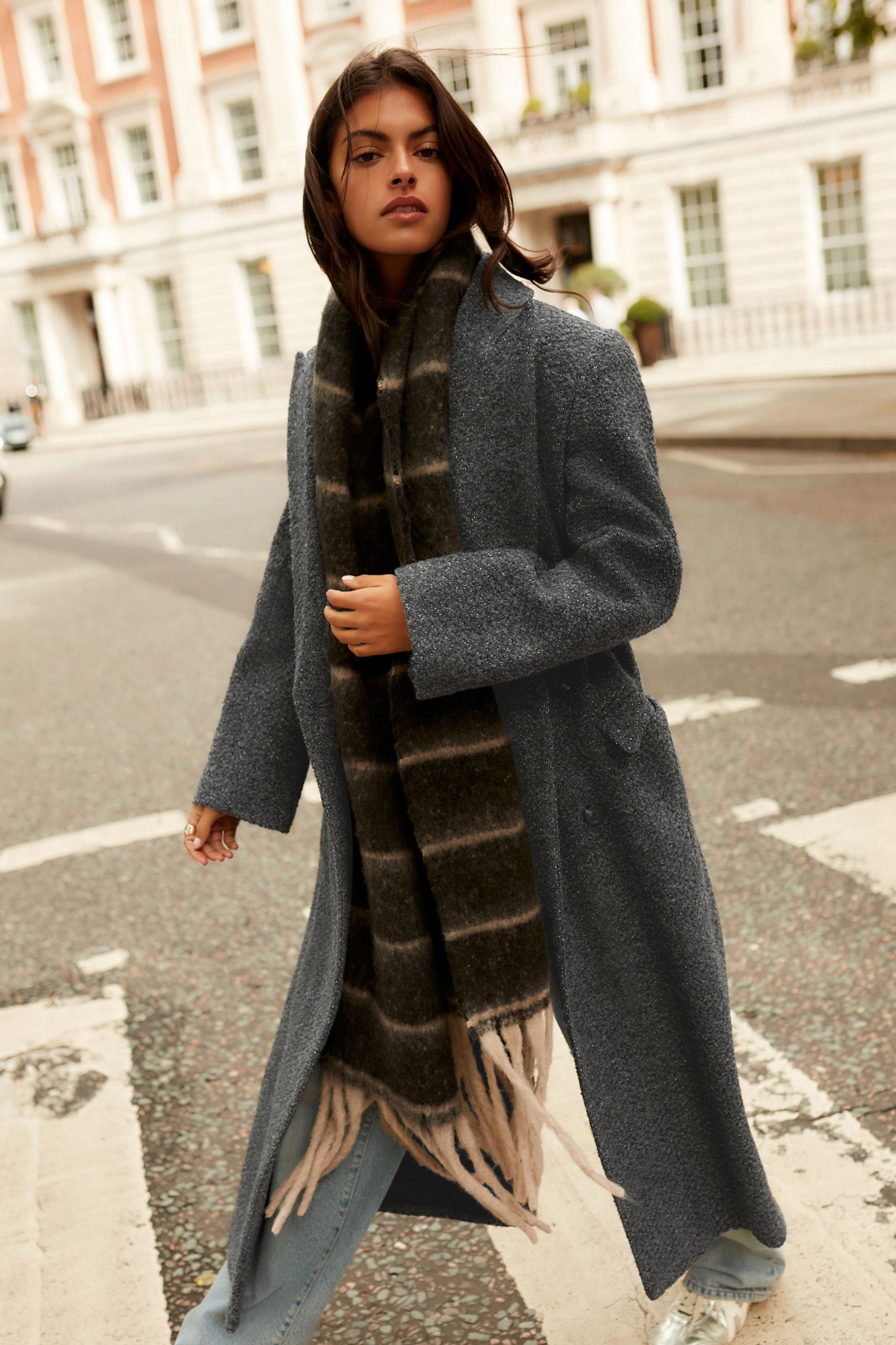 Dark grey long coat discount