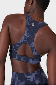 Sweaty Betty Blue Marble Print Navy Super Soft Reversible Bra - Image 7 of 8