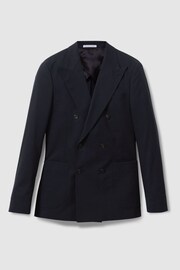 Reiss Navy Seare Double Breasted Cotton Blend Blazer - Image 2 of 7
