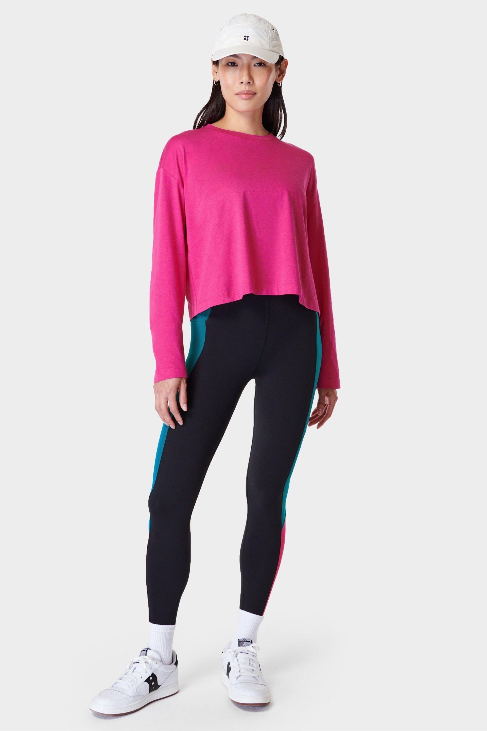 Sweaty Betty Beet Pink Essential Crop Long Sleeve T-Shirt - Image 4 of 7