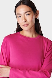 Sweaty Betty Beet Pink Essential Crop Long Sleeve T-Shirt - Image 6 of 7