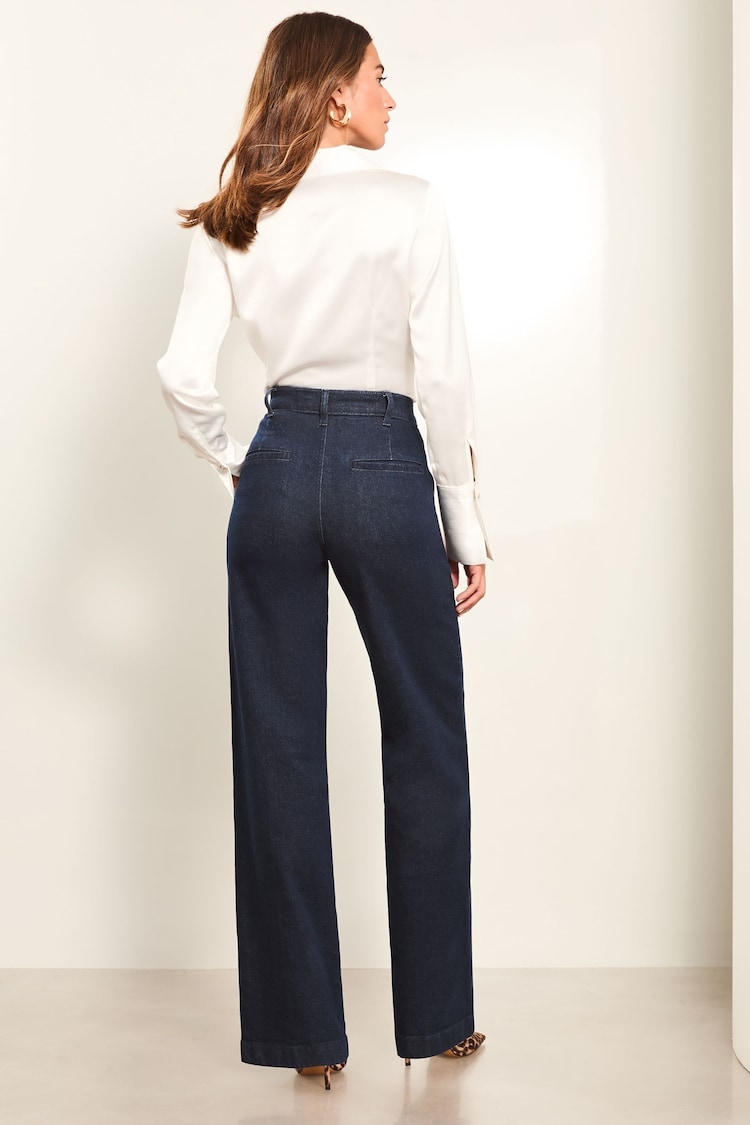 Lipsy Blue High Waist Tailored Wide Leg Jeans - Image 4 of 4