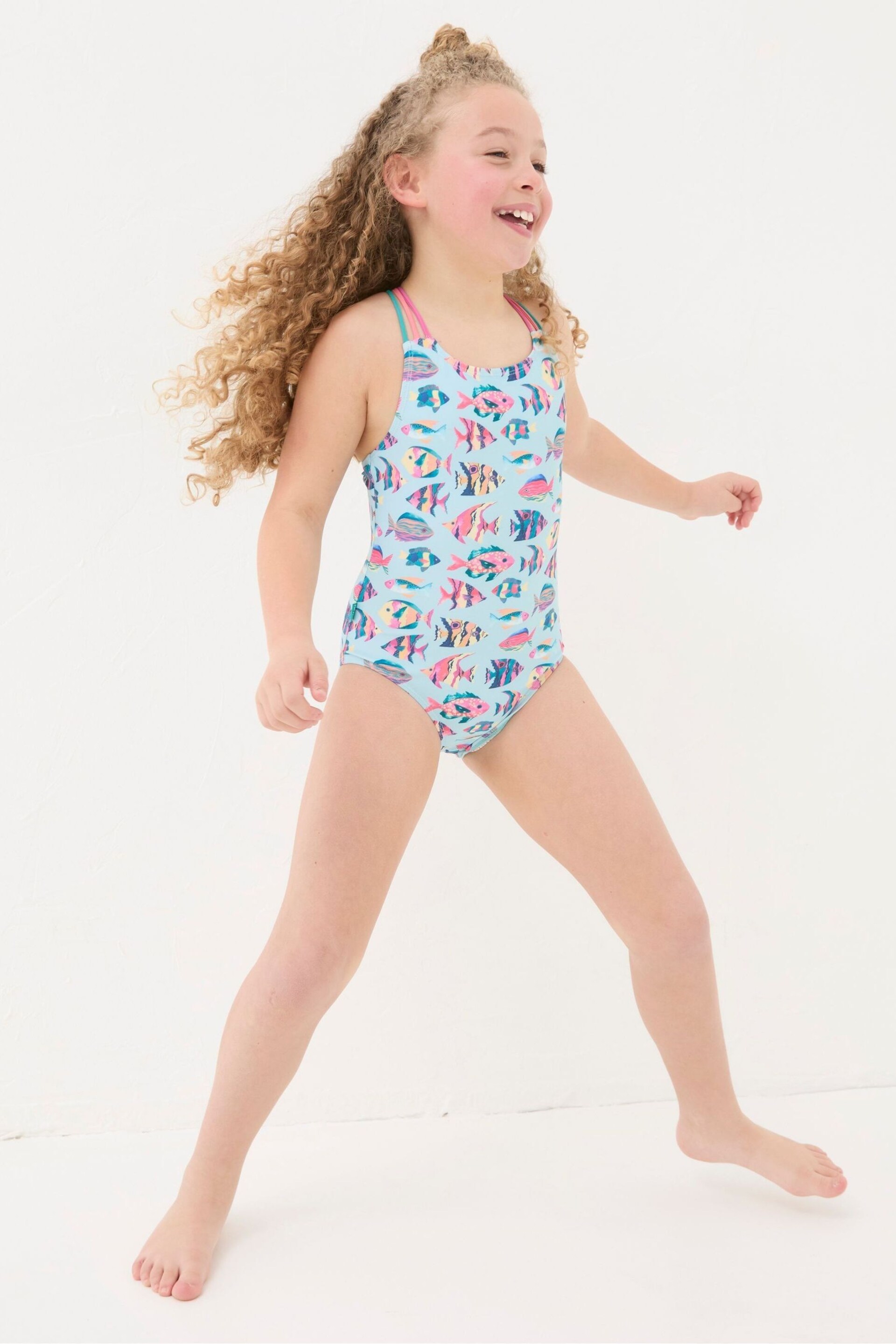 FatFace Blue Tropical Fish Swimsuit - Image 3 of 5