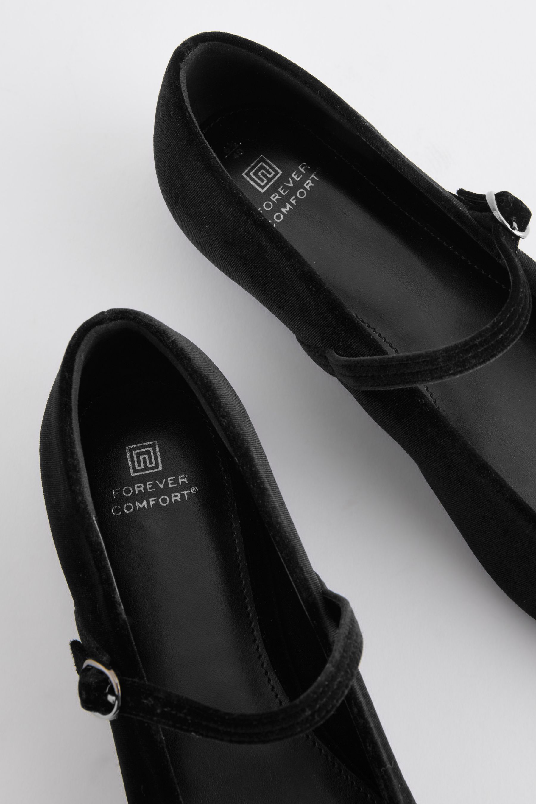 Buy Black Velvet Standard Wide Fit Forever Comfort Square Toe Mary Jane Shoes from Next Germany