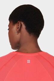 Sweaty Betty Coral Pink Athlete Seamless Featherweight T-Shirt - Image 4 of 7