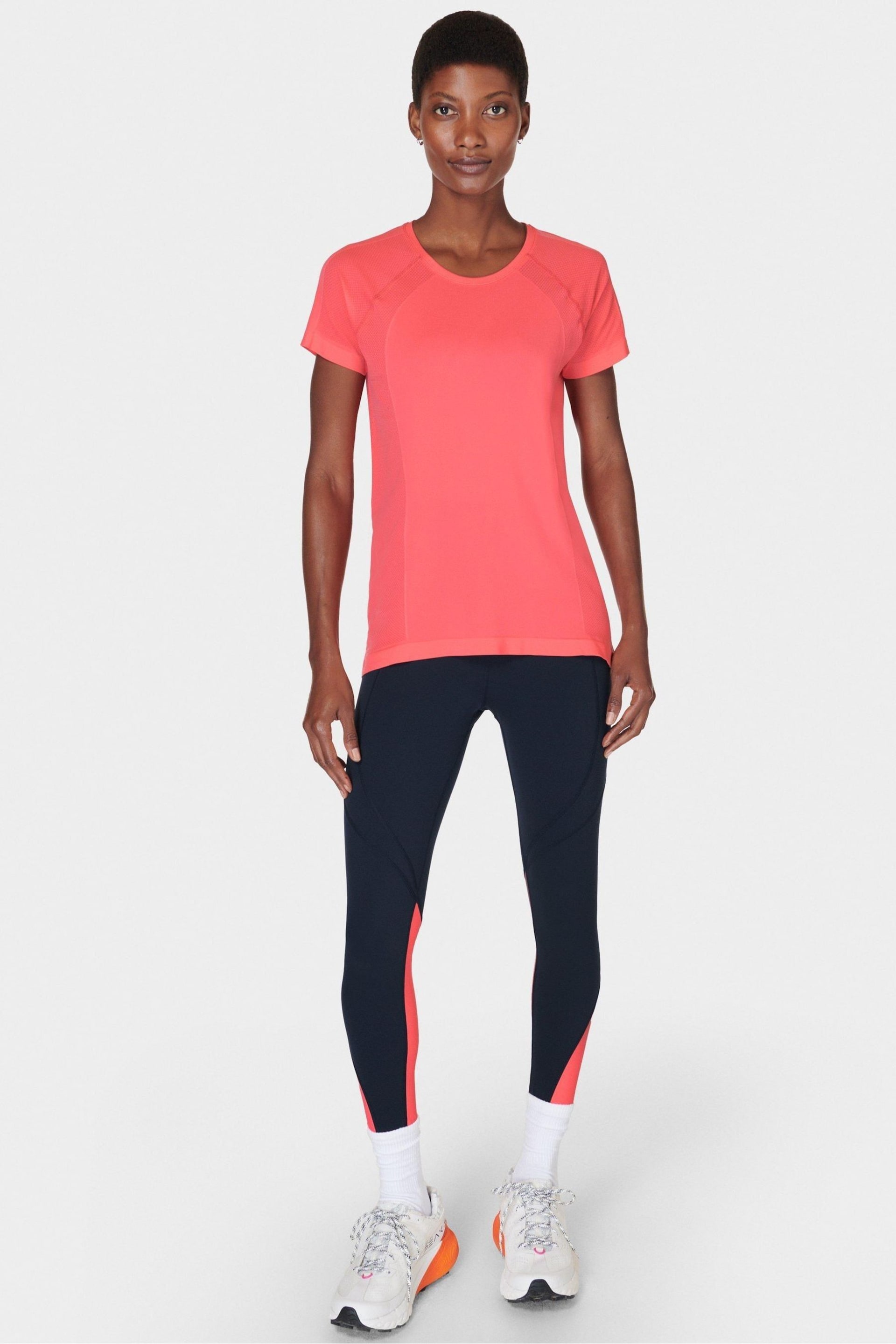 Sweaty Betty Coral Pink Athlete Seamless Featherweight T-Shirt - Image 5 of 7