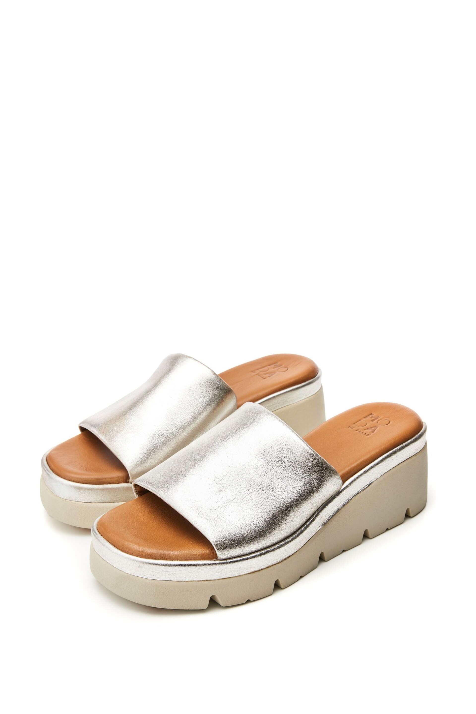 Moda in Pelle Silver Namya High One Band Wedges - Image 2 of 4