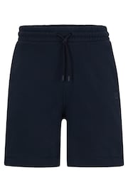 BOSS Blue Cotton-Terry Regular-Fit Shorts With Logo Badge - Image 5 of 6