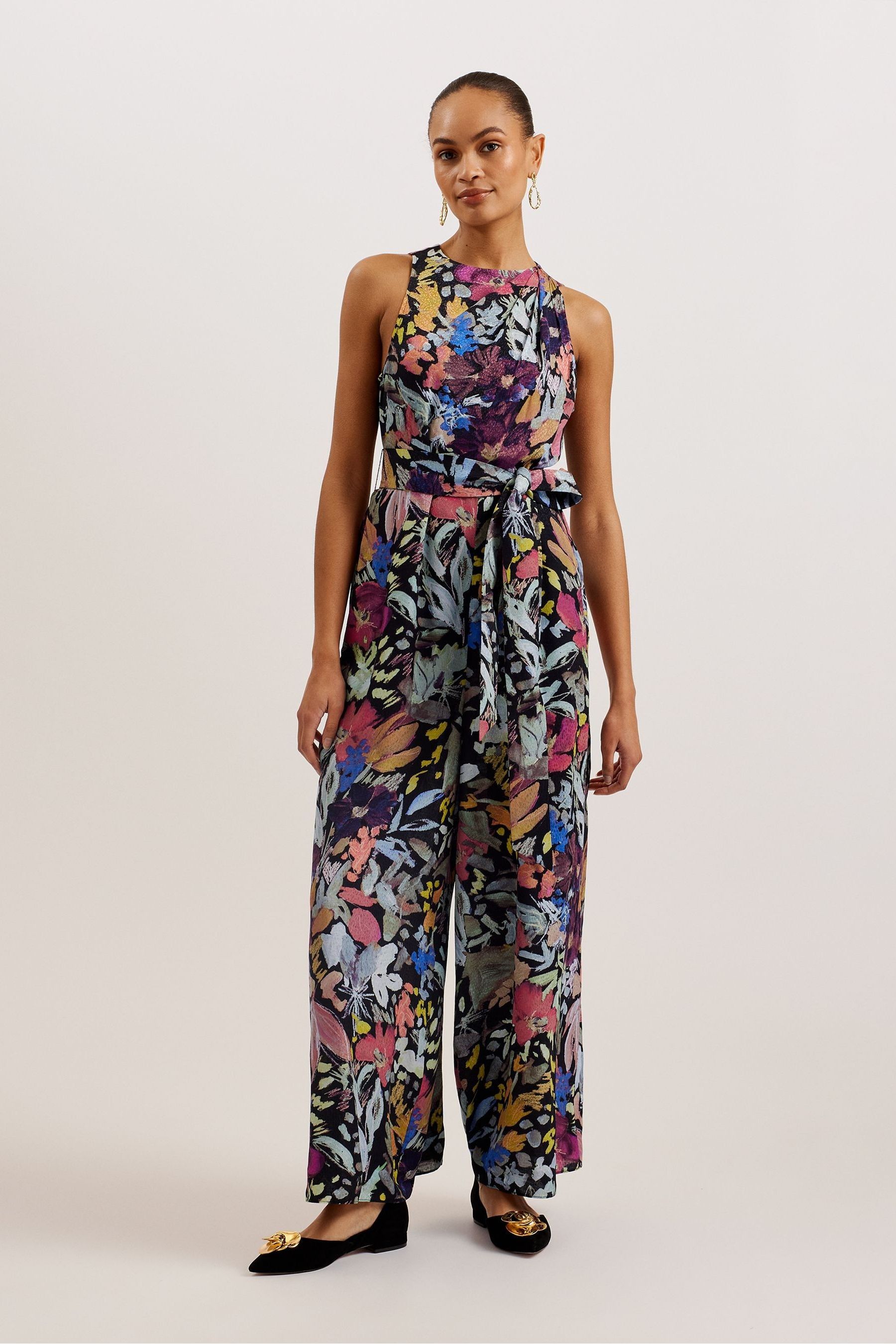 Buy Ted Baker Black Orta Halterneck Jumpsuit With Drape Neck Detail from Next Luxembourg