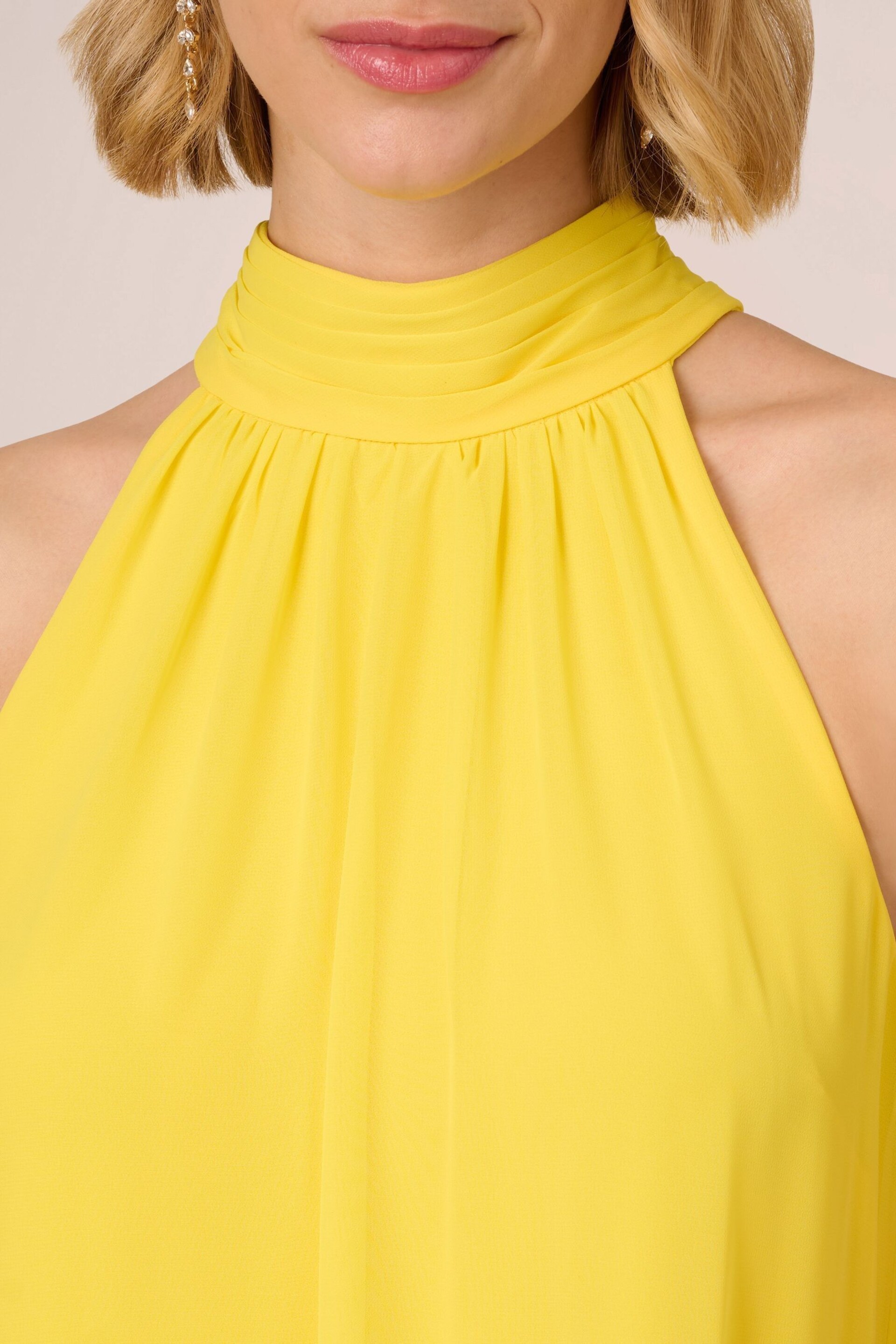 Adrianna Papell Yellow Chiffon Trapeze Short Dress - Image 4 of 7