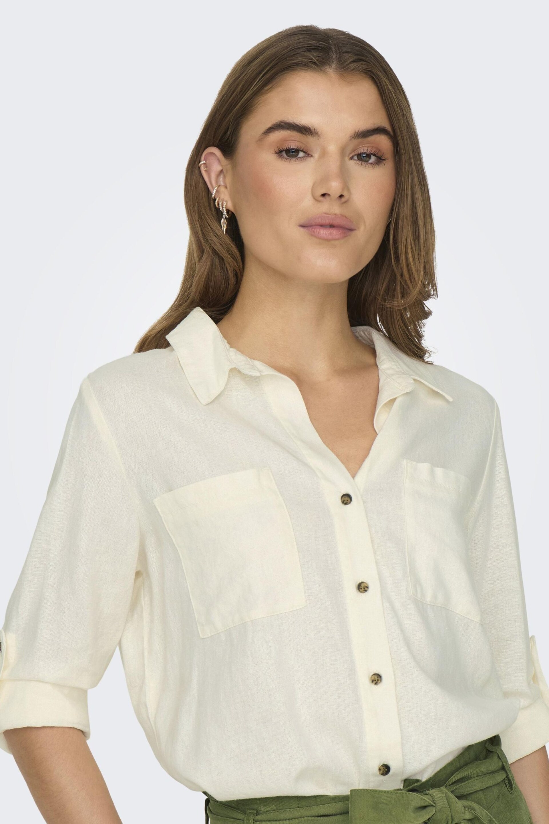 ONLY White Utility Cargo Pocket Detail Shirt - Image 1 of 6