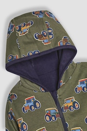 JoJo Maman Bébé Navy Tractor and Trailer Appliqué Reversible Hoodie - Image 7 of 8