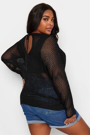 Yours Curve Black Metallic Crochet Jumper - Image 4 of 6