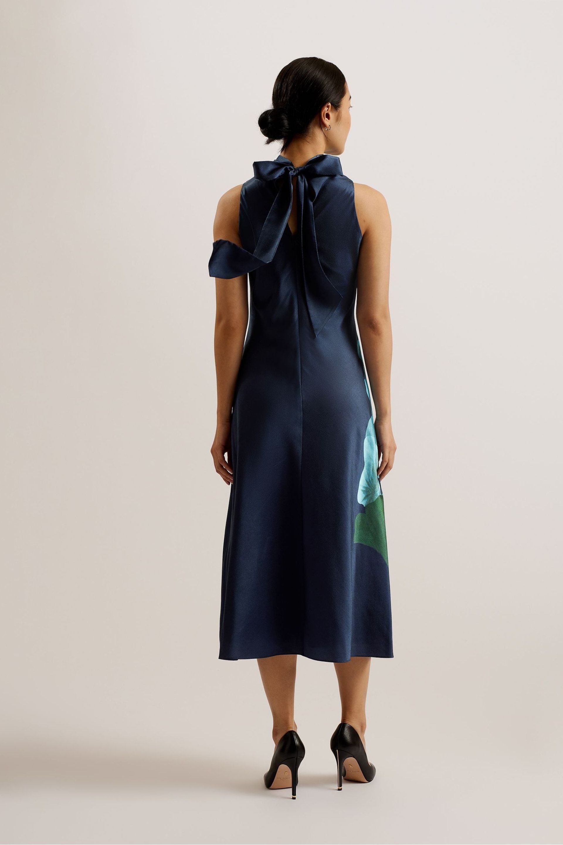 Ted Baker Blue Timava Cowl Neck Midi Slip Dress - Image 4 of 6