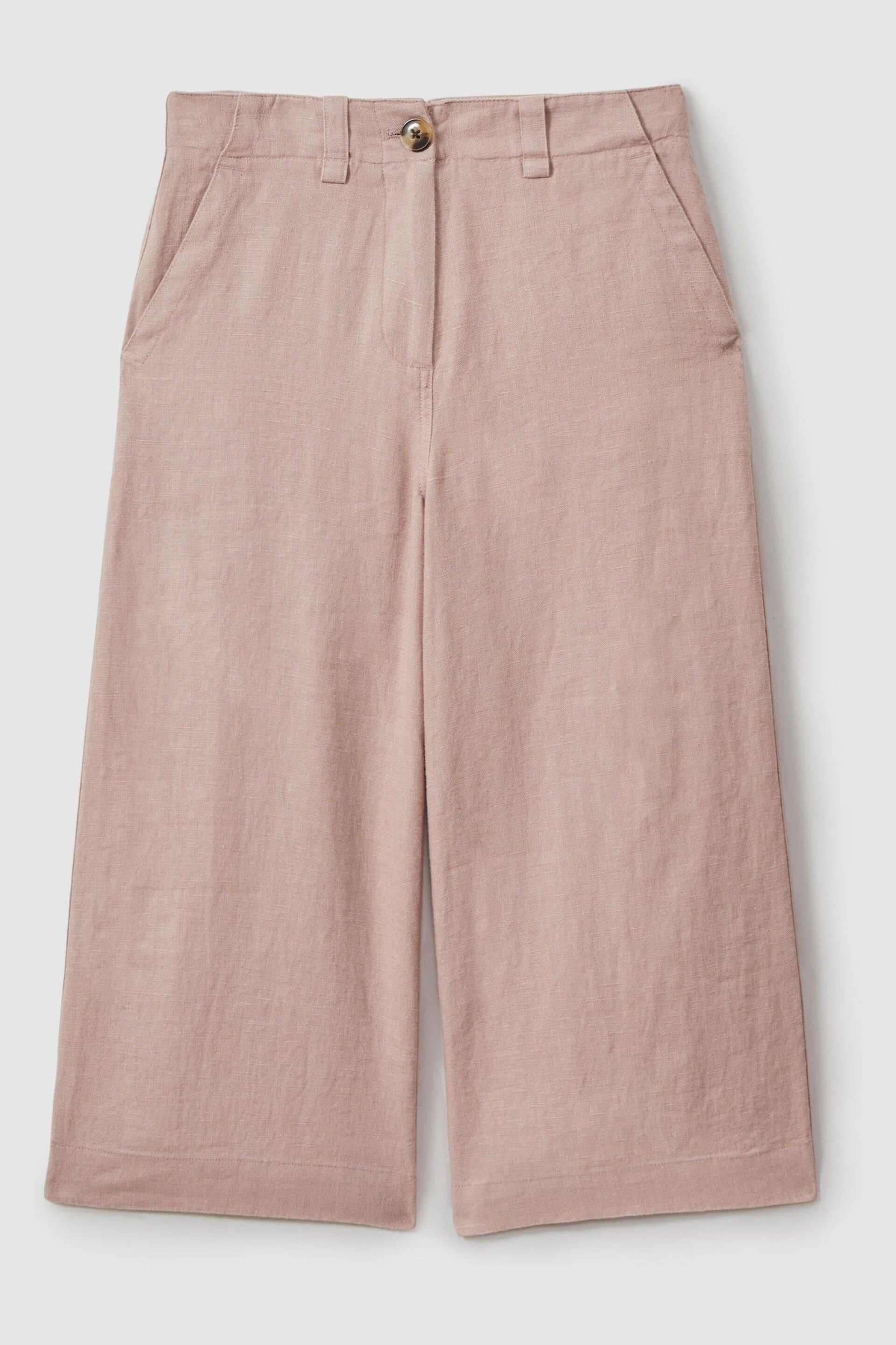 Reiss Pink Dani Junior Linen Loose Fit Trousers - Image 2 of 4