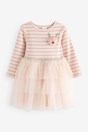 Pink Long Sleeve Sparkly Reindeer Dress (3mths-7yrs) - Image 5 of 10