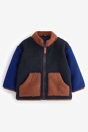 Blue/Brown Colourblock Fleece Zip Through Jacket (3mths-7yrs) - Image 1 of 3