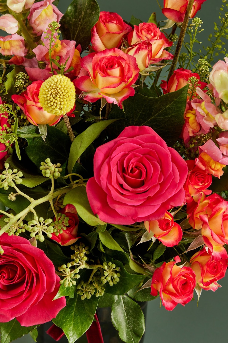 Red/Orange Rose and Antirrhinum Fresh Flower Bouquet With Vase - Image 2 of 3