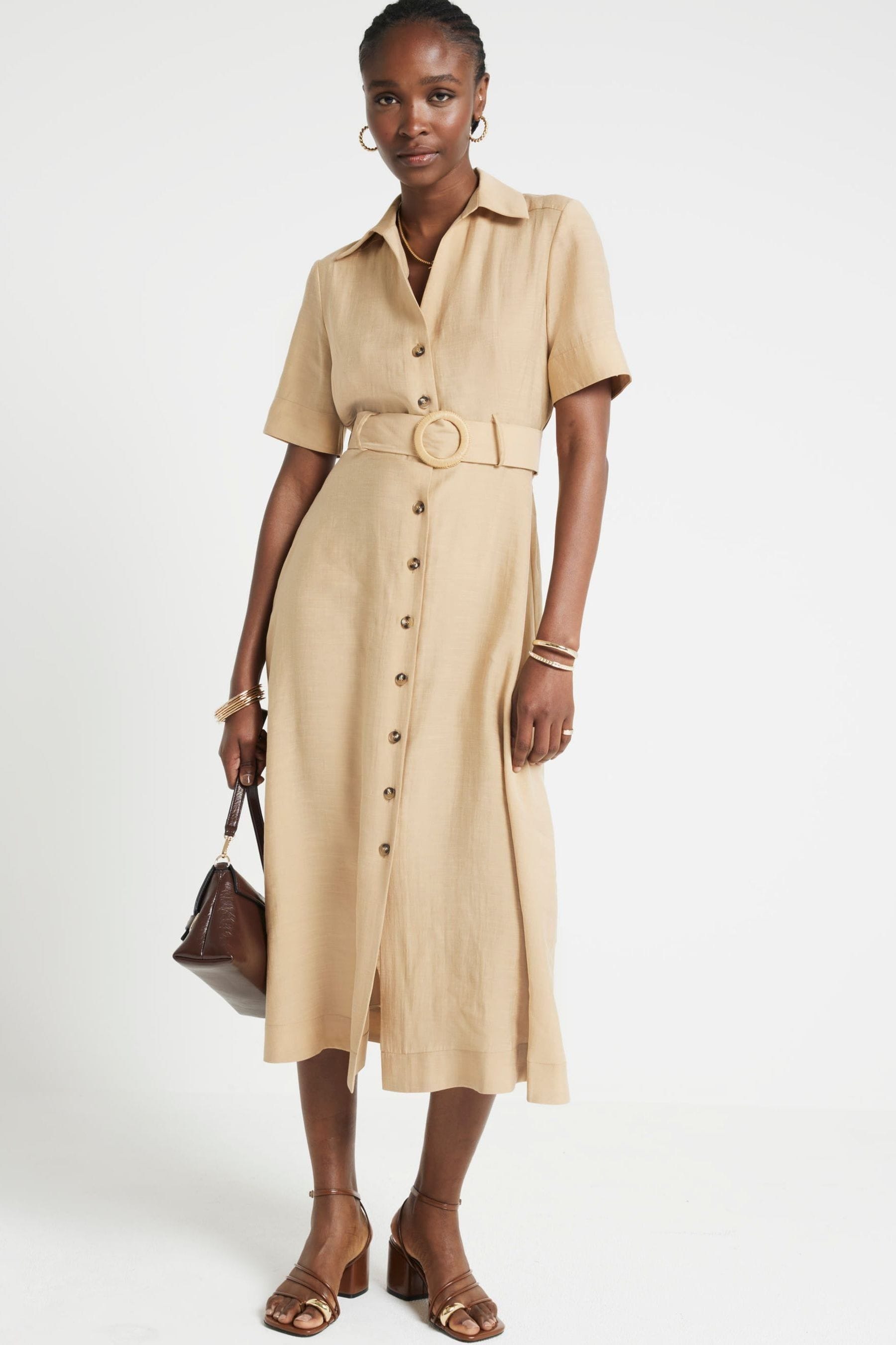 Buy River Island Beige Belted Shirt Dress from the Next UK online shop