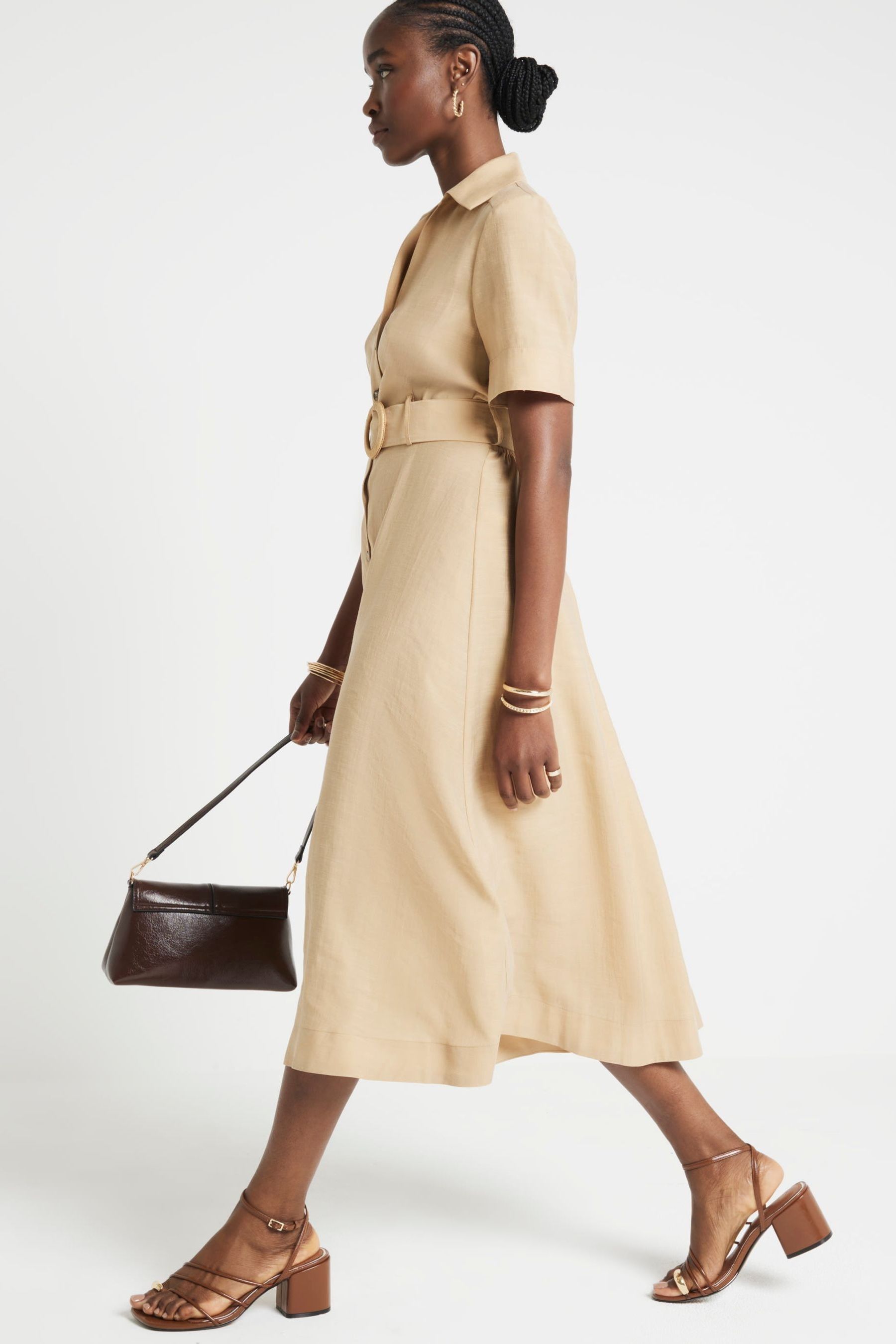 Buy River Island Beige Belted Shirt Dress from the Next UK online shop