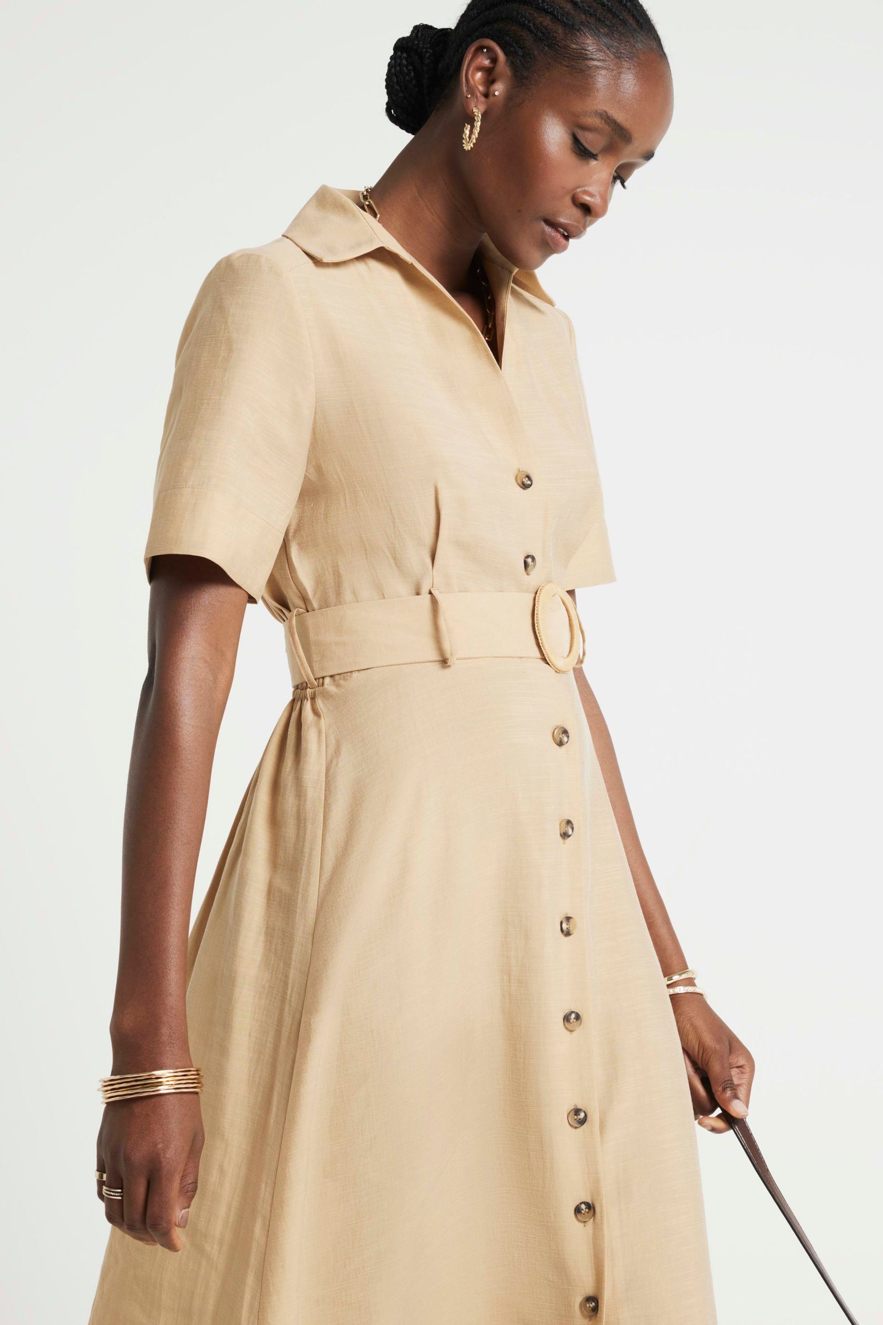 Buy River Island Beige Belted Shirt Dress from the Next UK online shop
