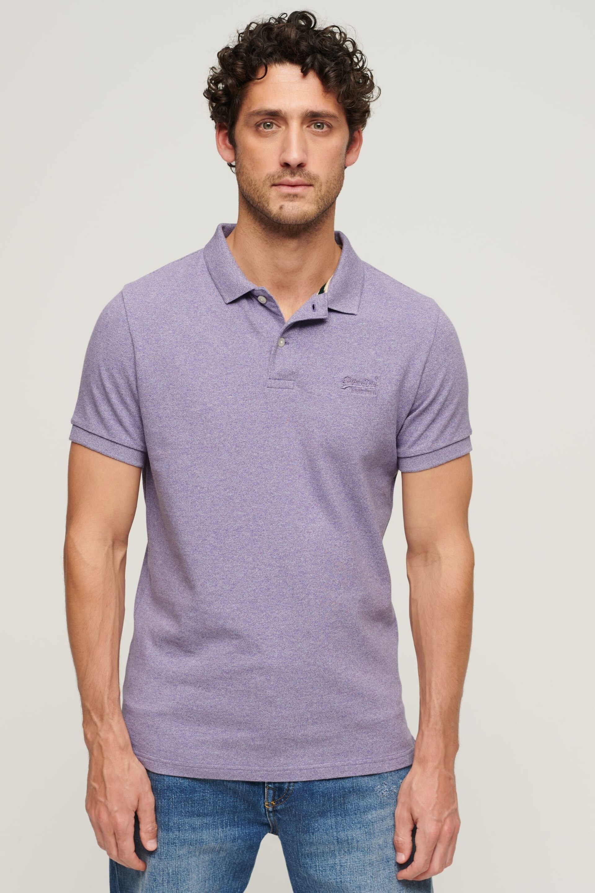 Superdry Purple Classic Pique Polo Shirt - Image 1 of 3