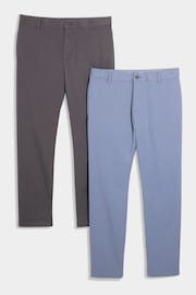 River Island Grey/Blue Skinny Chino Multipack Trousers - Image 1 of 6