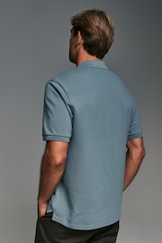 Blue Mid Relaxed Fit Short Sleeve Pique Polo Shirt - Image 4 of 8