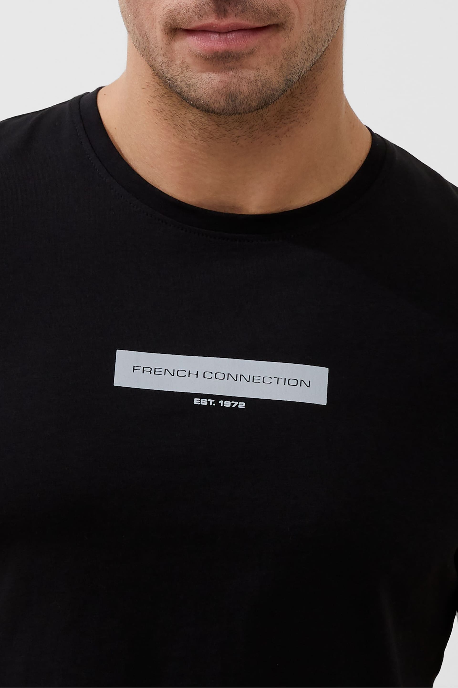 French Connection Organic Box Logo Graphic Black T-Shirt - Image 3 of 3