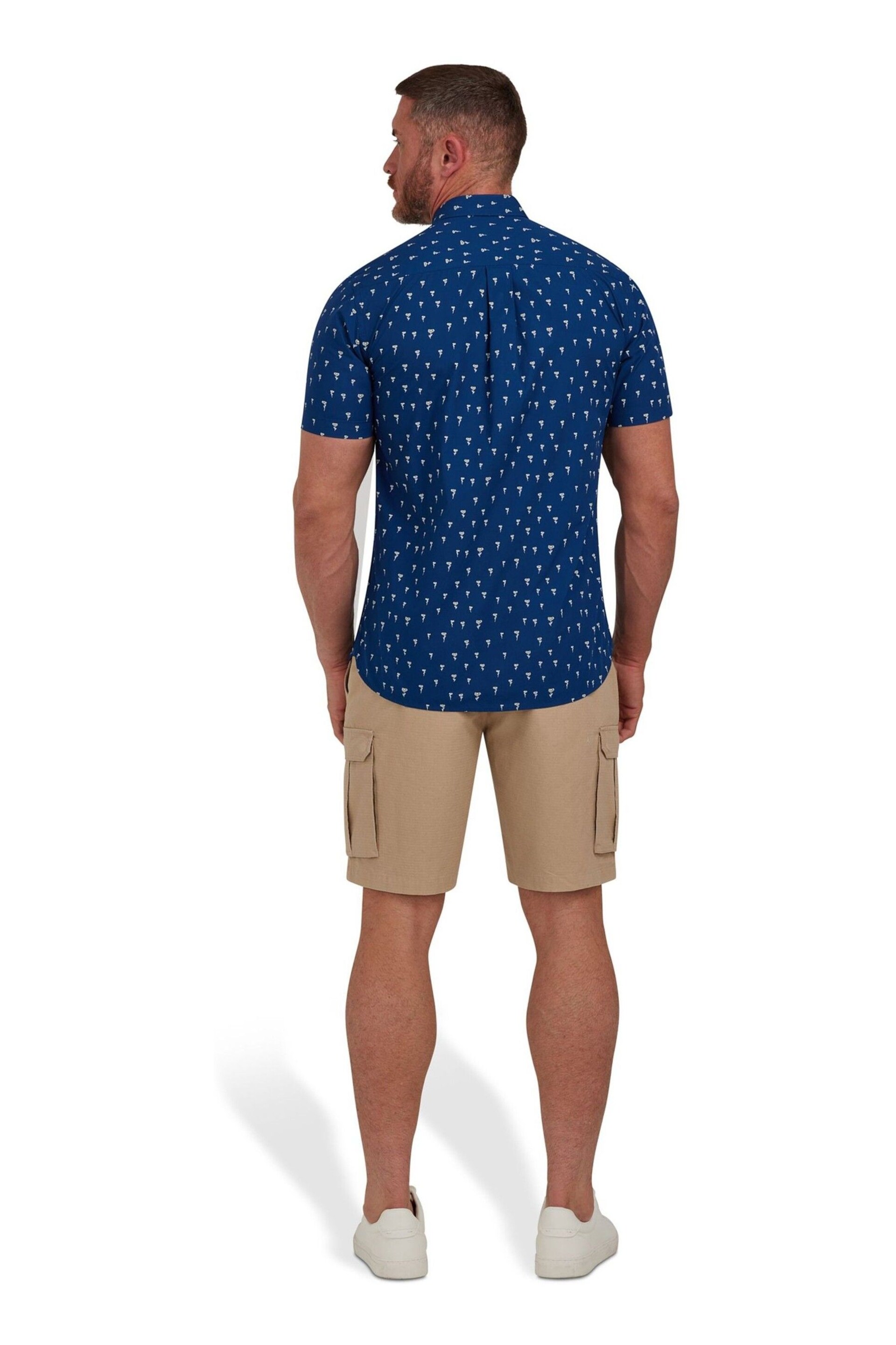 Raging Bull Blue Short Sleeve Daisy Print Poplin Shirt - Image 2 of 8