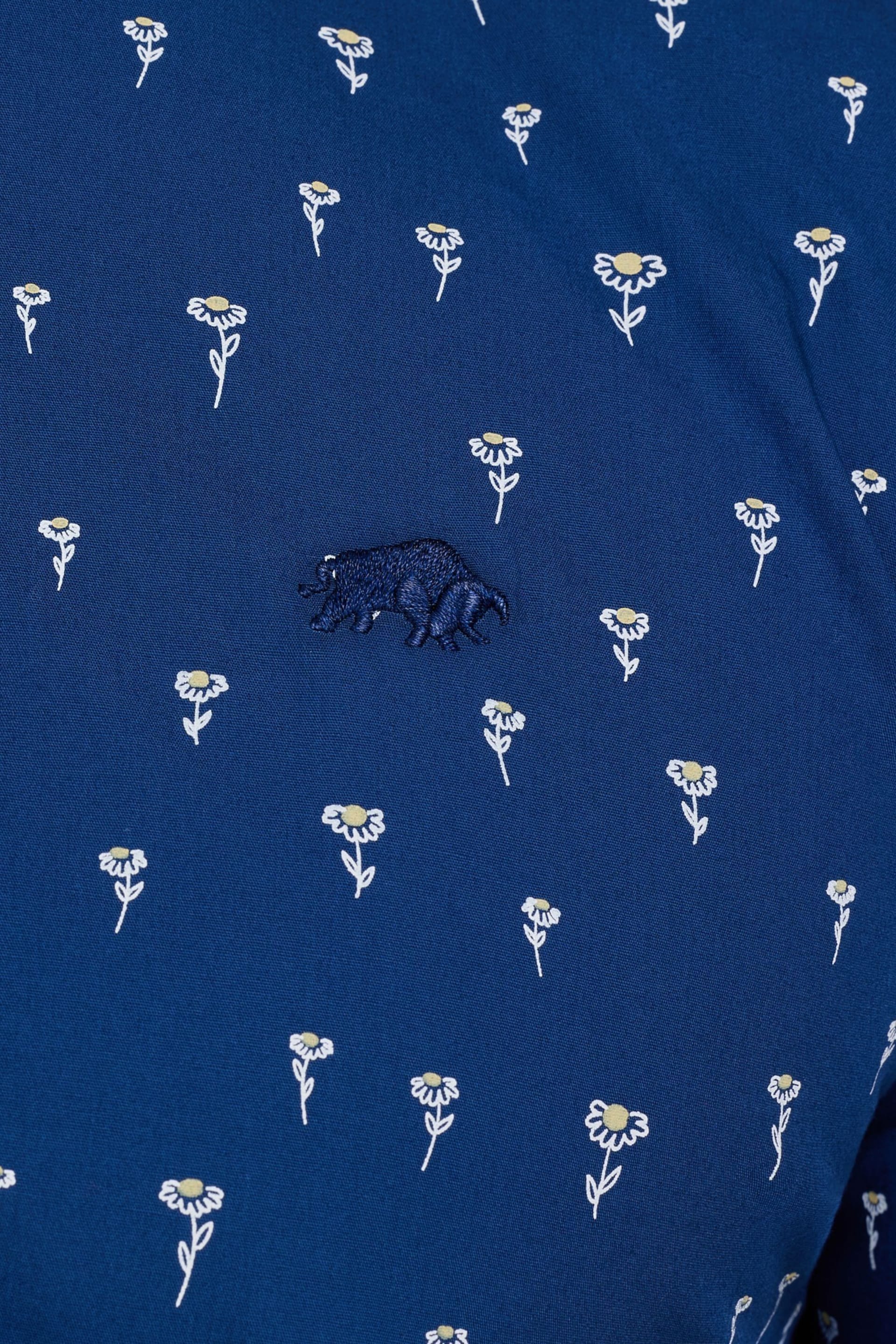 Raging Bull Blue Short Sleeve Daisy Print Poplin Shirt - Image 6 of 8